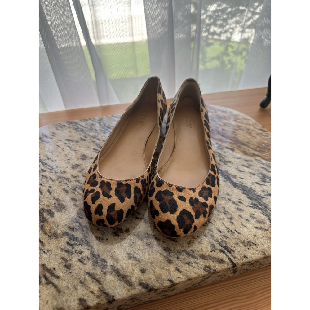 J‎ Crew Leopard Print Flats Classic 1/2 Block Heel Work Country Club Cruise Grad